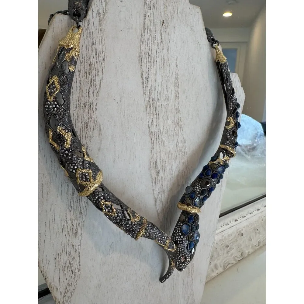 Designer Alexis Bittar Jardin de Papillon Snake Necklace Crystal - Picture 7 of 7